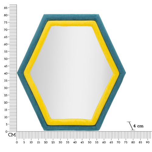 Miroir Mural Hexagonal 75x80 Cm Cadre En Tissu Multicolore