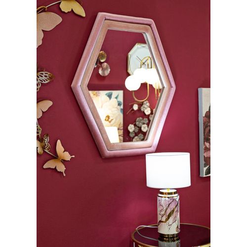 Miroir Mural Hexagonal 75x80 Cm Cadre Tissu Multicolore Pour Intérieur Moderne