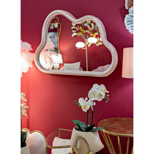 Miroir Mural 90x60 Cm Cadre Tissu Rose Forme Nuageadorable