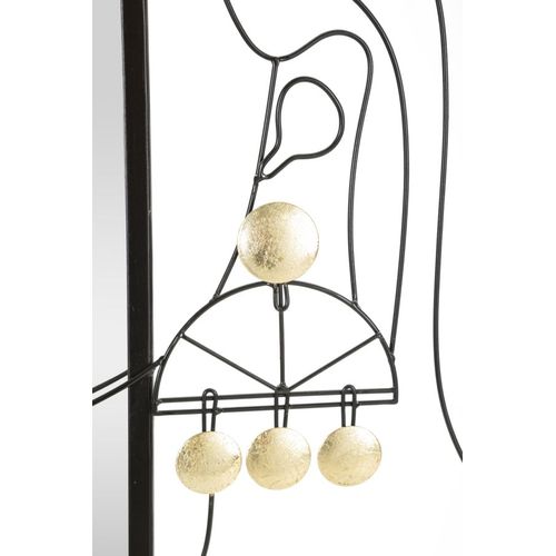 Miroir Mural Moderne Noir 65x85 Cm Visage Féminin Avec Détails Dorés