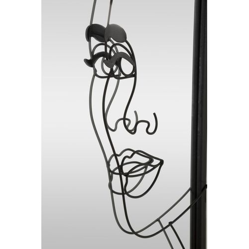 Miroir Mural Moderne Noir 65x85 Cm Visage Féminin Avec Détails Dorés