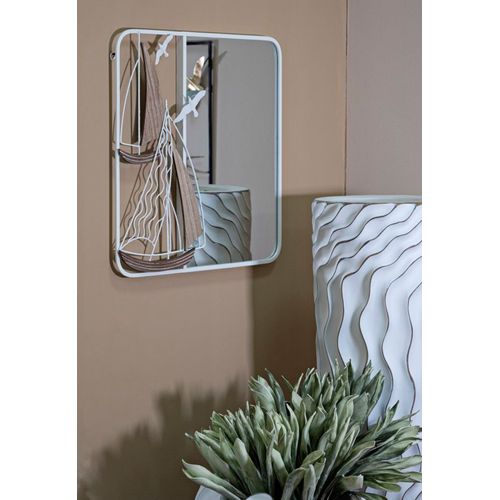 Miroir Mural Carré 60x60 Cm Cadre Blanc Décor Voiliers Bois