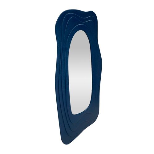 Grand Miroir Mural Bleu 90x165 Cm Design Moderne Aux Formes Sinueuses