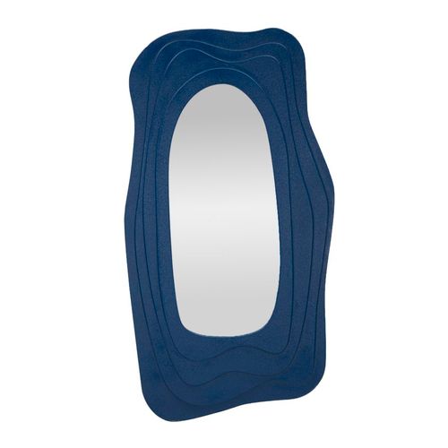 Grand Miroir Mural Bleu 90x165 Cm Design Moderne Aux Formes Sinueuses