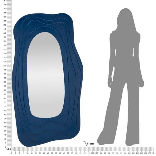Grand Miroir Mural Bleu 90x165 Cm Design Moderne Aux Formes Sinueuses