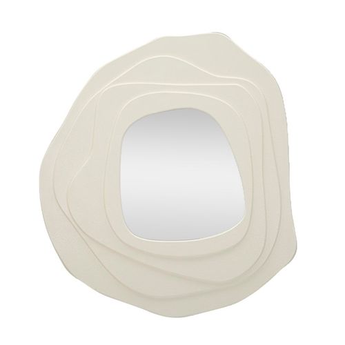 Miroir Mural Blanc 90x97 Cm Design Moderne Aux Formes Sinueuses