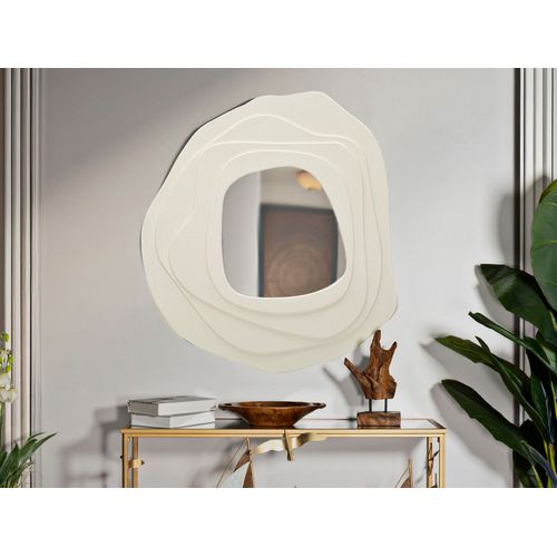 Miroir Mural Blanc 90x97 Cm Design Moderne Aux Formes Sinueuses