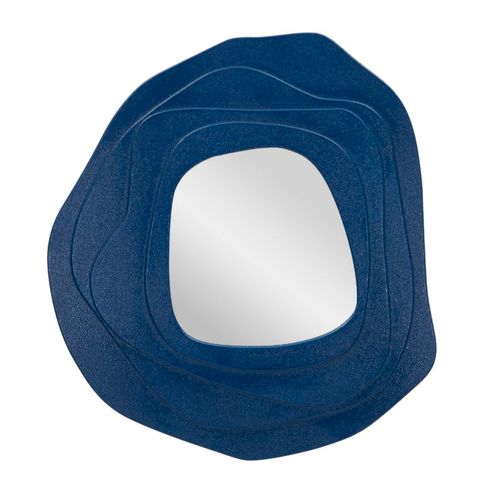 Miroir Mural Bleu 90x97 Cm Design Moderne Aux Lignes Sinueuses