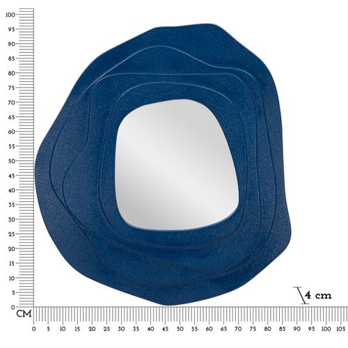 Miroir Mural Bleu 90x97 Cm Design Moderne Aux Lignes Sinueuses