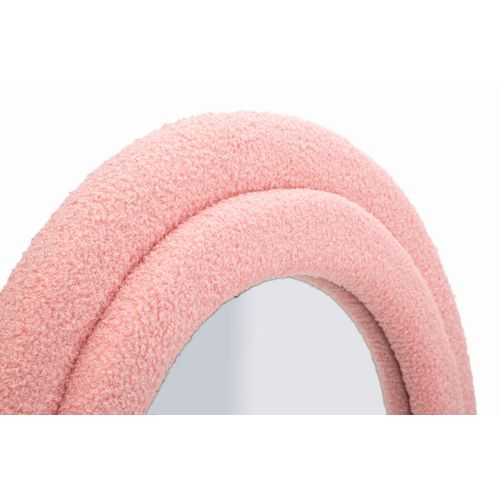 Miroir Mural Rose 60x160 Cm Avec Cadre En Tissu Teddy Élégant