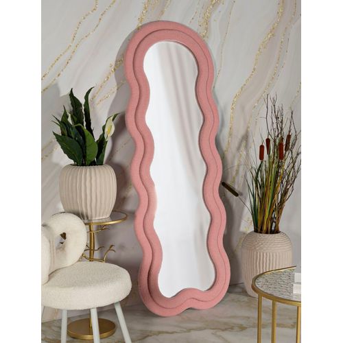 Miroir Mural Rose 60x160 Cm Avec Cadre En Tissu Teddy Élégant
