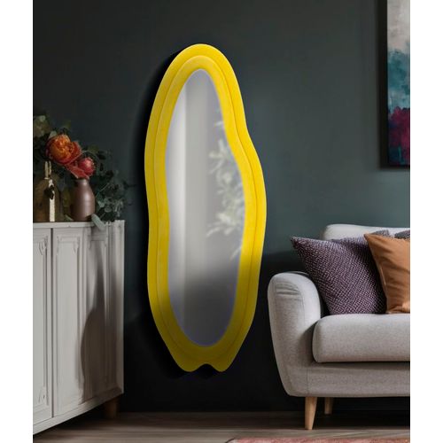 Miroir Mural Jaune 60x160 Cm Avec Cadre En Velours Raffiné