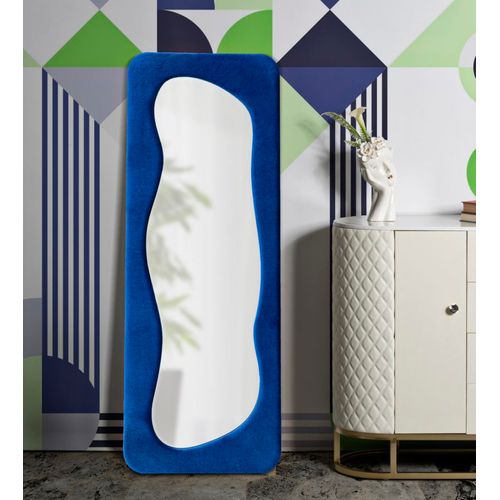 Miroir Mural Bleu Électrique 60x160 Cm Avec Cadre En Velours Chic