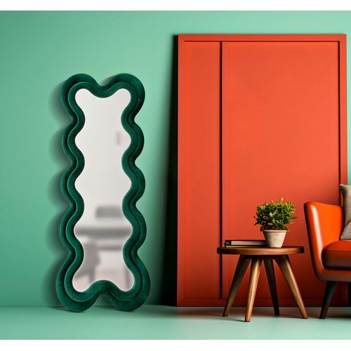 Miroir Mural Vert 58x160 Cm Avec Cadre En Velours Élégant