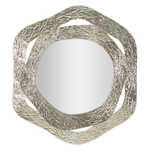 Miroir Mural Argenté 66x75 Cm En Métal Design Arrondi