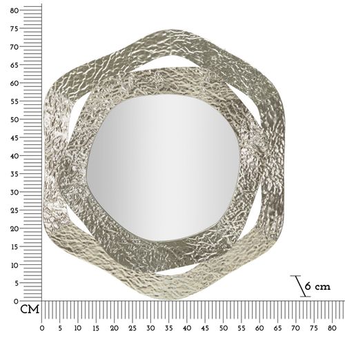 Miroir Mural Argenté 66x75 Cm En Métal Design Arrondi