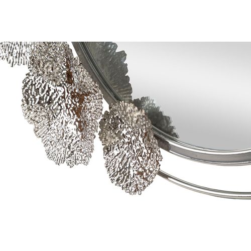 Miroir Mural Argenté 85x80 Cm Avec Décor Floral Élégant En Métal