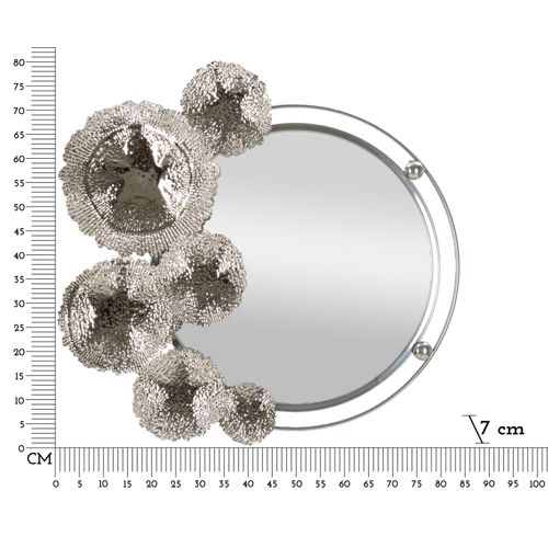 Miroir Mural Argenté 85x80 Cm Avec Décor Floral Élégant En Métal