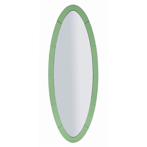 Miroir Mural Vert Ovale 55x150 Cm Avec Cadre Fin En Verre Moderne Et Raffiné