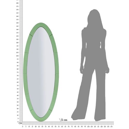 Miroir Mural Vert Ovale 55x150 Cm Avec Cadre Fin En Verre Moderne Et Raffiné