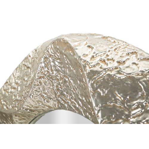 Miroir Rond Argenté Ø104 Cm Avec Cadre Martelé Décoratif Élégant