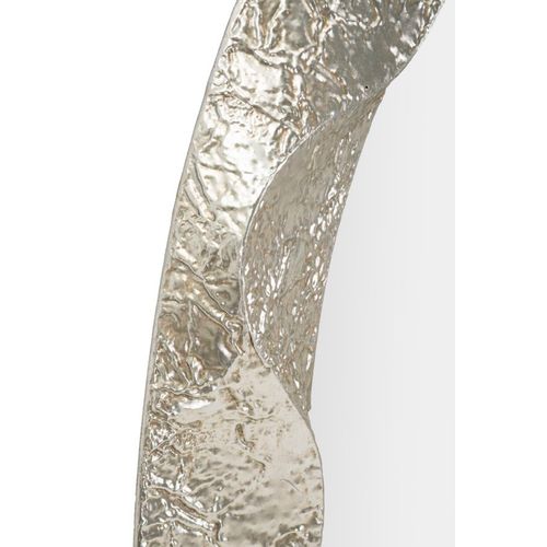 Miroir Ovale Argenté 87,5x128 Cm Avec Cadre Martelé Décoratif