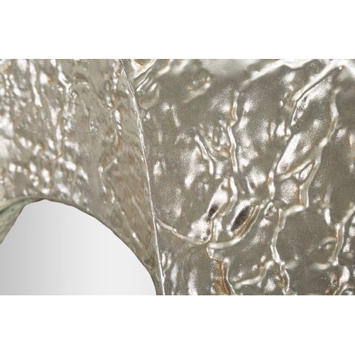 Miroir Ovale Argenté 87,5x128 Cm Avec Cadre Martelé Décoratif