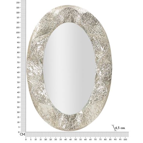 Miroir Ovale Argenté 87,5x128 Cm Avec Cadre Martelé Décoratif