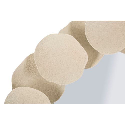 Miroir Mural Rond Ø85 Cm Avec Cadre Décoratif Effet Pierre Crème