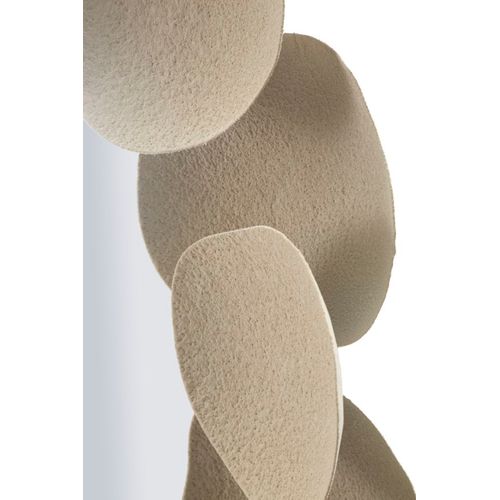 Miroir Mural Rond Ø85 Cm Avec Cadre Décoratif Effet Pierre Crème