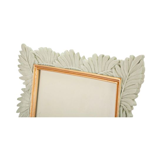 Cadre Photo Décoratif Crème Et Or En Résine Avec Feuilles 28,5x3x34 Cm