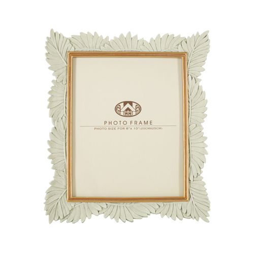 Cadre Photo Décoratif Crème Et Or En Résine Avec Feuilles 28,5x3x34 Cm