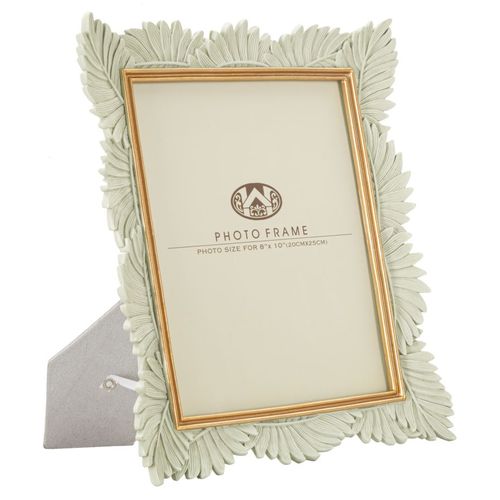 Cadre Photo Décoratif Crème Et Or En Résine Avec Feuilles 28,5x3x34 Cm