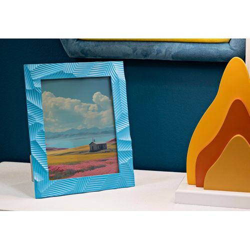 Cadre Photo Moderne Bleu Clair En Résine 20x2x25 Cm Format 15x20