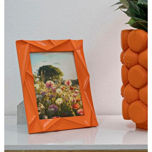 Cadre Photo Moderne En Résine Orange Rectangulaire 20,8x2x26 Cm