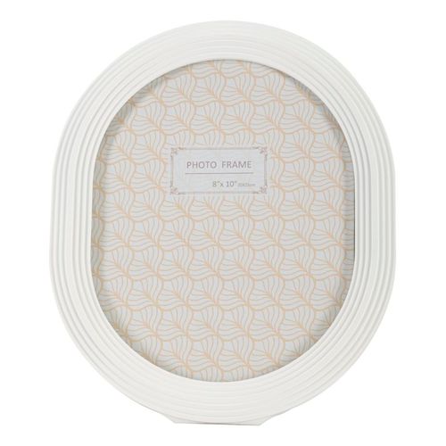 Cadre Photo Ovale Moderne En Résine Blanche 25x2x30 Cm Pour Photo 20x25 Cm