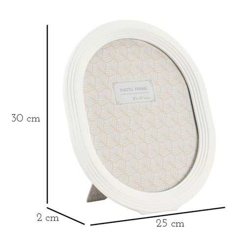 Cadre Photo Ovale Moderne En Résine Blanche 25x2x30 Cm Pour Photo 20x25 Cm
