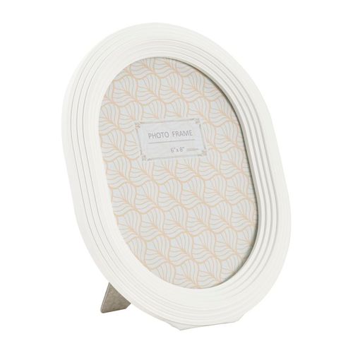 Cadre Photo Ovale Moderne En Résine Blanche 20x2x25 Cm Pour Photo 15x20 Cm