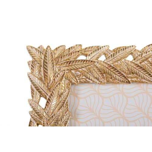 Cadre Photo Rectangulaire Doré En Résine Motif Feuilles 26,7x31,8 Cm Photo 20x25 Cm