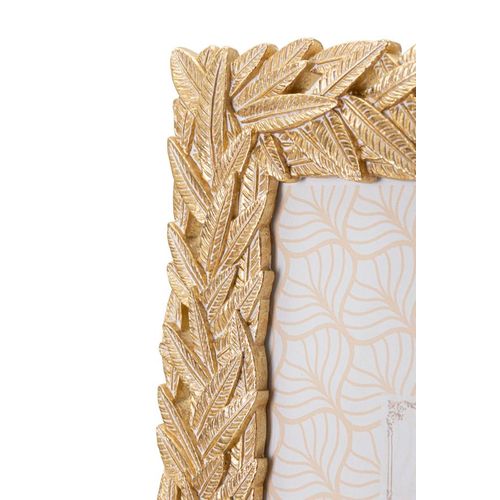 Cadre Photo Rectangulaire Doré En Résine Motif Feuilles 21,8x27 Cm Photo 15x20 Cm