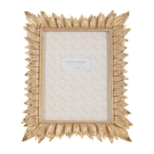 Cadre Photo Rectangulaire Doré En Résine Motif Pétales 23x28 Cm Pour Photo 15x20 Cm