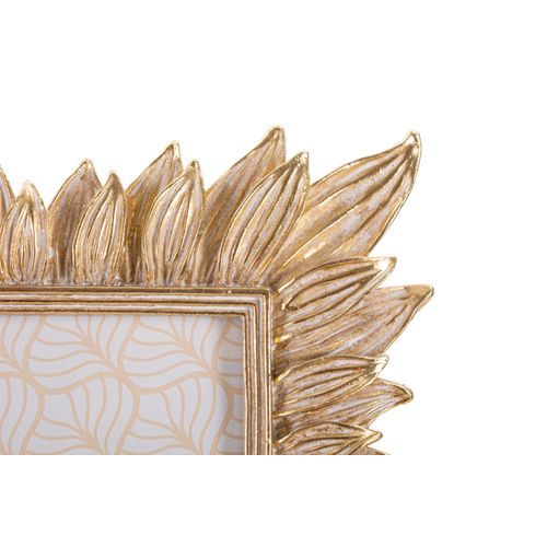 Cadre Photo Rectangulaire Doré En Résine Motif Pétales 23x28 Cm Pour Photo 15x20 Cm