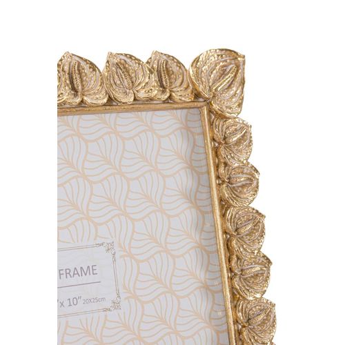 Cadre Photo Rectangulaire Doré En Résine Motif Pétales 26x31 Cm Pour Photo 20x25 Cm