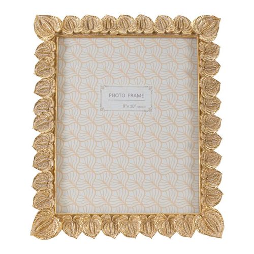 Cadre Photo Rectangulaire Doré En Résine Motif Pétales 26x31 Cm Pour Photo 20x25 Cm