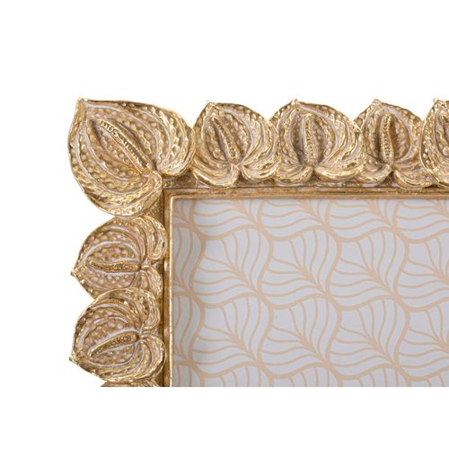 Cadre Photo Rectangulaire Doré En Résine Motif Pétales 26x31 Cm Pour Photo 20x25 Cm