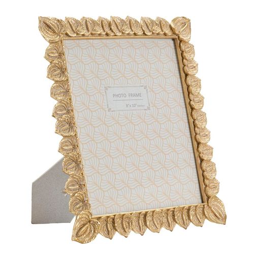 Cadre Photo Rectangulaire Doré En Résine Motif Pétales 26x31 Cm Pour Photo 20x25 Cm