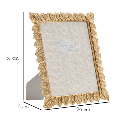 Cadre Photo Rectangulaire Doré En Résine Motif Pétales 26x31 Cm Pour Photo 20x25 Cm