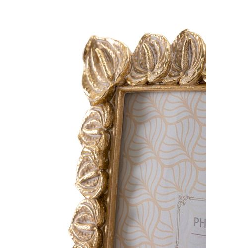 Cadre Photo Rectangulaire Doré En Résine Motif Pétales 20,5x26 Cm Pour Photo 15x20 Cm