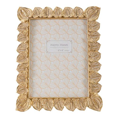 Cadre Photo Rectangulaire Doré En Résine Motif Pétales 20,5x26 Cm Pour Photo 15x20 Cm