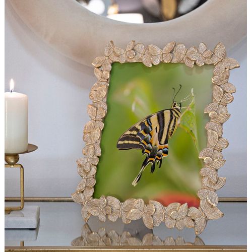 Cadre Photo Doré Rectangulaire En Résine Avec Motif Papillons 27,5x32,5 Cm Pour Photo 20x25 Cm
